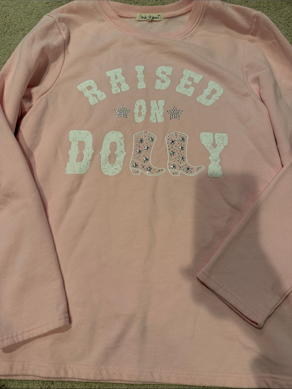 Indigo soul Raised on Dolly Pink Girls' Long-Sleeve Top sz medium